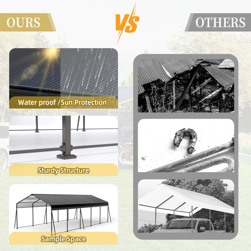 [13X26FT] Heavy-Duty Weather-Resistant Outdoor Carport With Protective Film (SAK82451) - Saksby Wholesale - Comparison