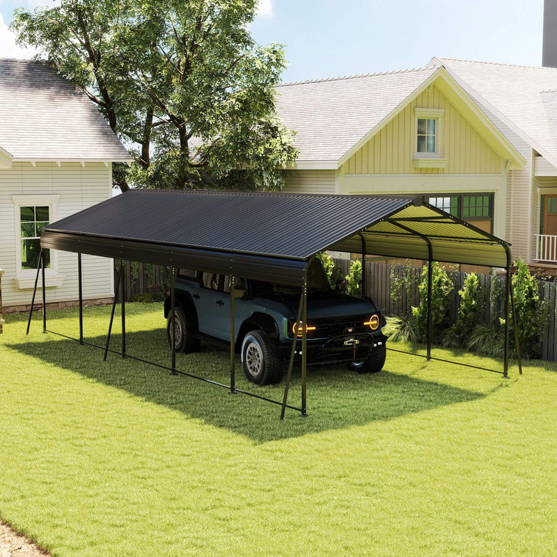 [13X26FT] Heavy-Duty Weather-Resistant Outdoor Carport With Protective Film (SAK82451) - Saksby Wholesale - Outdoor Lifestyle