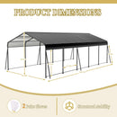 [13X26FT] Heavy-Duty Weather-Resistant Outdoor Carport With Protective Film (SAK82451) - Saksby Wholesale - Product Dimensions