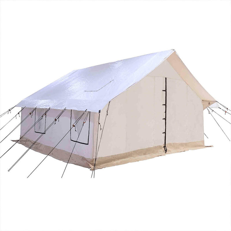 [14x16FT] WHITEDUCK ALPHA Wall Tent With Heavy-Duty Frame And Bug Mesh Windows (SAK73214)