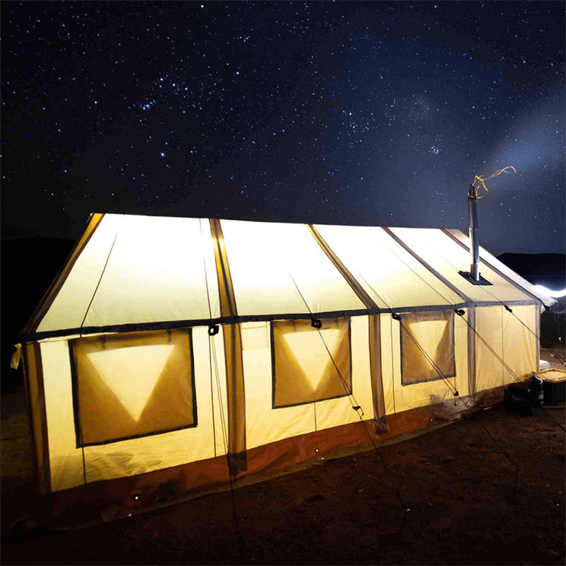 [14x16FT] White Duck Alpha Wall Tent With Heavy-Duty Frame And Bug Mesh Windows (SAK73214)