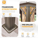 [14X24FT] Alora Heavy-Duty Aluminum Galvanized Steel Double Roof Hardtop Gazebo With Netting And Curtains (SAK41853) - Saksby Wholesale - Framework and Pre-drilled Holes Feature View
