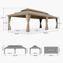 [14X28FT] Extra-Large Hardtop Gazebo With Galvanized Steel Double Roof, Curtains And Netting (SAK85731) - Saksby Wholesale - Dimensions