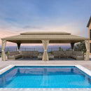 [14X28FT] Extra-Large Hardtop Gazebo With Galvanized Steel Double Roof, Curtains And Netting (SAK85731) - Saksby Wholesale - Lifestyle In Backyard
