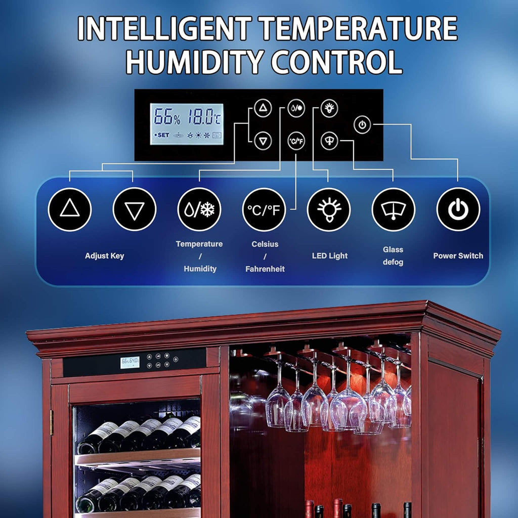 158-Bottle Wooden Wine Cooler Cabinet With Adjustable Temperature And Vacuum Insulation Doors (SAK91827) - Saksby Wholesale - Control Panel