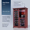 158-Bottle Wooden Wine Cooler Cabinet With Adjustable Temperature And Vacuum Insulation Doors (SAK91827) - Saksby Wholesale - Dual Zone