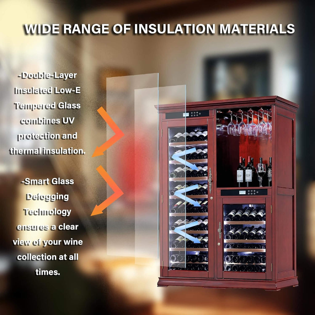 158-Bottle Wooden Wine Cooler Cabinet With Adjustable Temperature And Vacuum Insulation Doors (SAK91827) - Saksby Wholesale - Insulation Materials