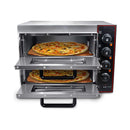 16-Inch Commercial Stainless Steel Double Deck 3000W 110V Electric Pizza Oven (SAK85429) - Saksby Wholesale - Front View With Pizza