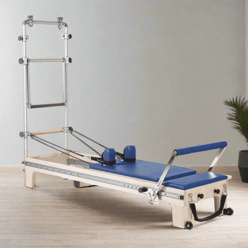 Elina Pilates Master Instructor Professional Reformer Tower With Adjustable Pulleys And Ultra Quiet Trolley (SAK21934) - Saksby Wholesale - Color Blue Lifestyle Image