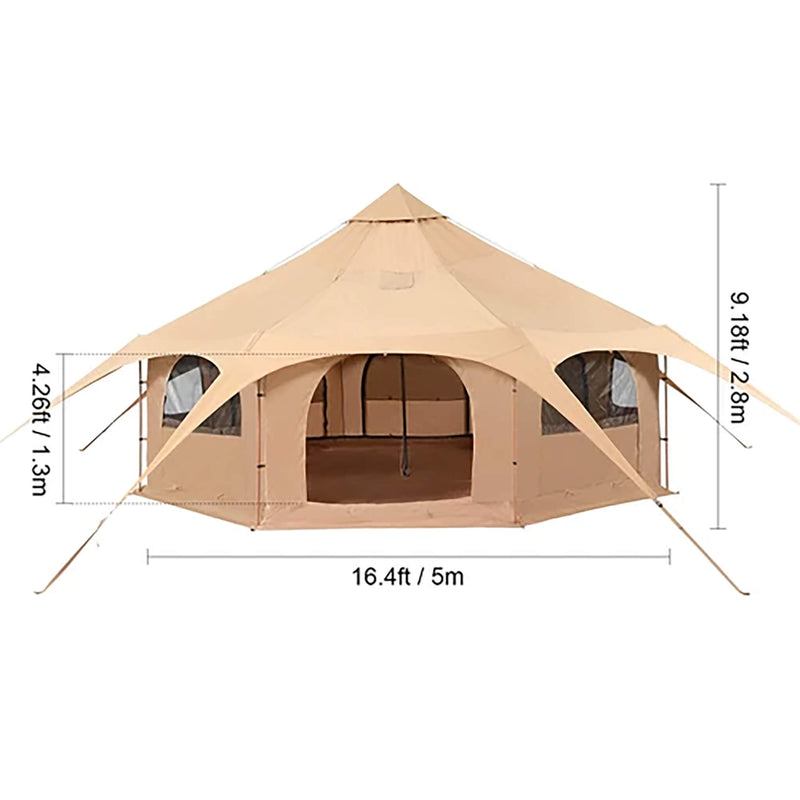 16ft Large Premium 4-Season 8-Person Bell Yurt Tent with Stove Jack - Dimensions