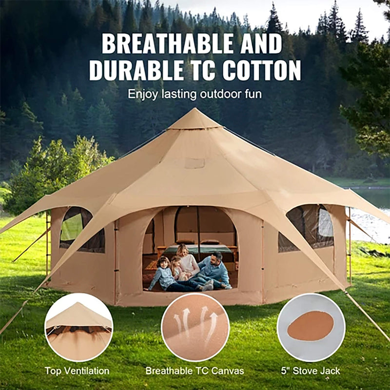 16ft Large Premium 4-Season 8-Person Bell Yurt Tent with Stove Jack - Material