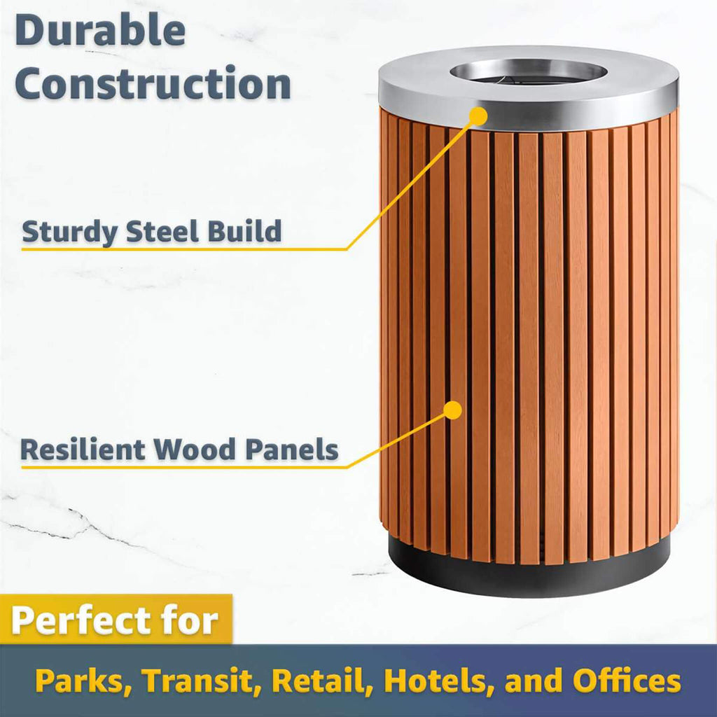17-Gallon Commercial Round Outdoor Trash Can With Open Lid (SAK18520) - Saksby Wholesale - Durable Construction