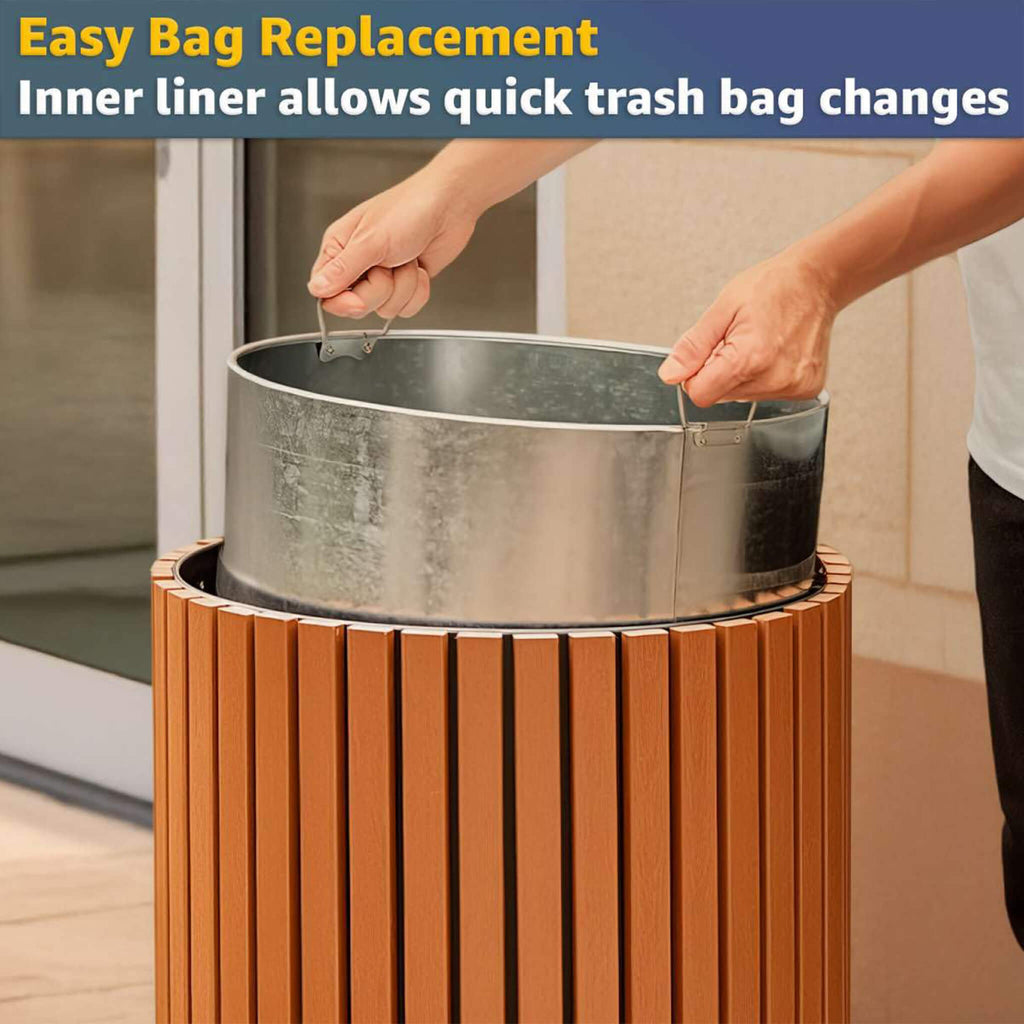 17-Gallon Commercial Round Outdoor Trash Can With Open Lid (SAK18520) - Saksby Wholesale - Liner