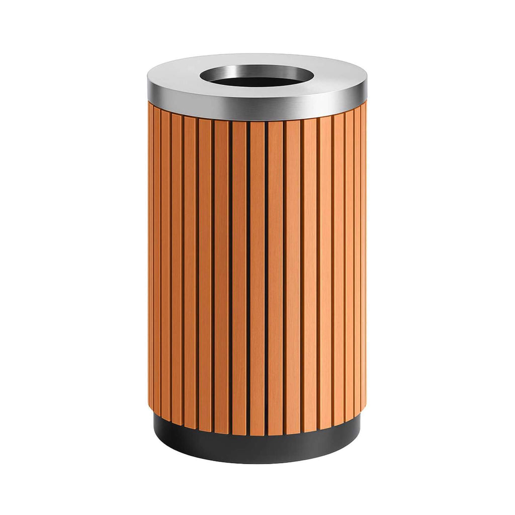 17-Gallon Commercial Round Outdoor Trash Can With Open Lid (SAK18520) - Saksby Wholesale - On White Background