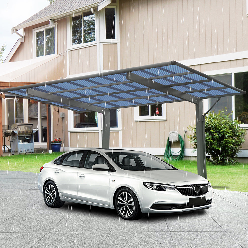 [10x17FT] Extra Large Heavy Duty Outdoor Aluminum Single Side Carport With Galvanized Metal Roof (SAK31279)
