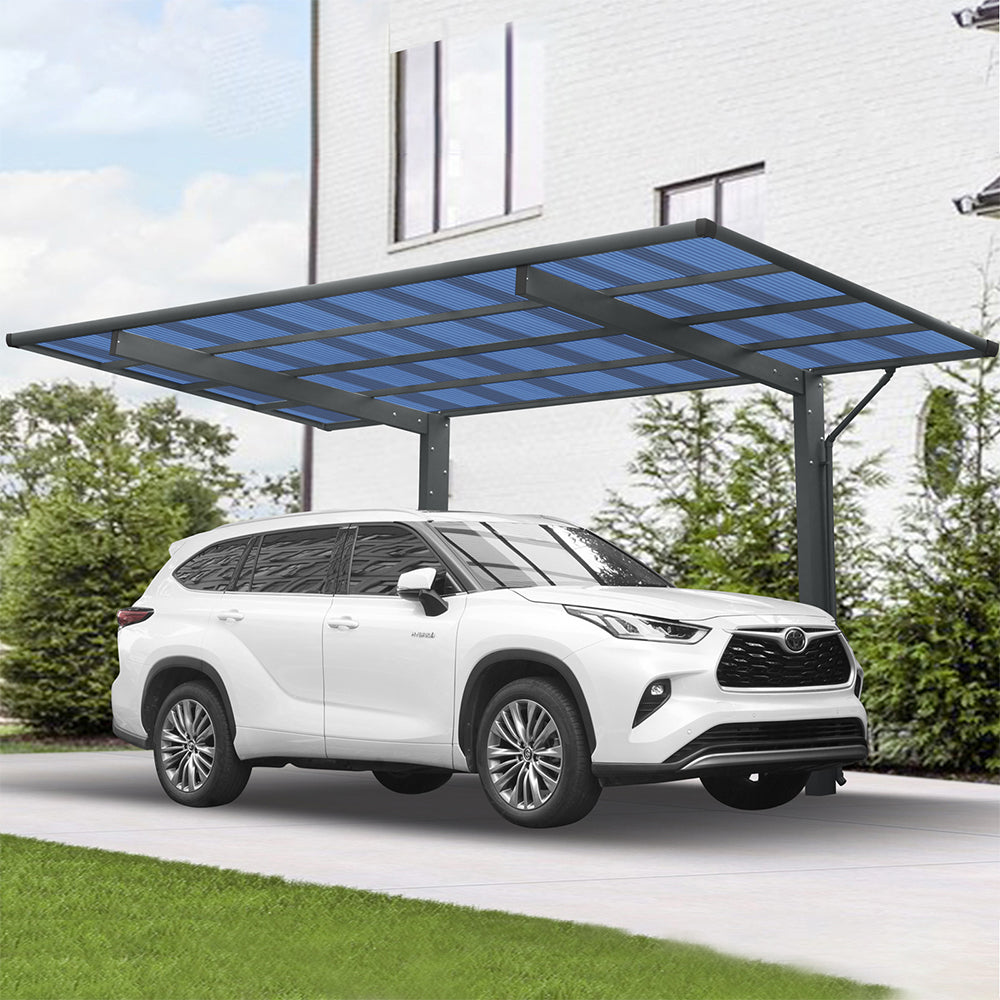 [10x17FT] Extra Large Heavy Duty Outdoor Aluminum Single Side Carport With Galvanized Metal Roof (SAK31279)