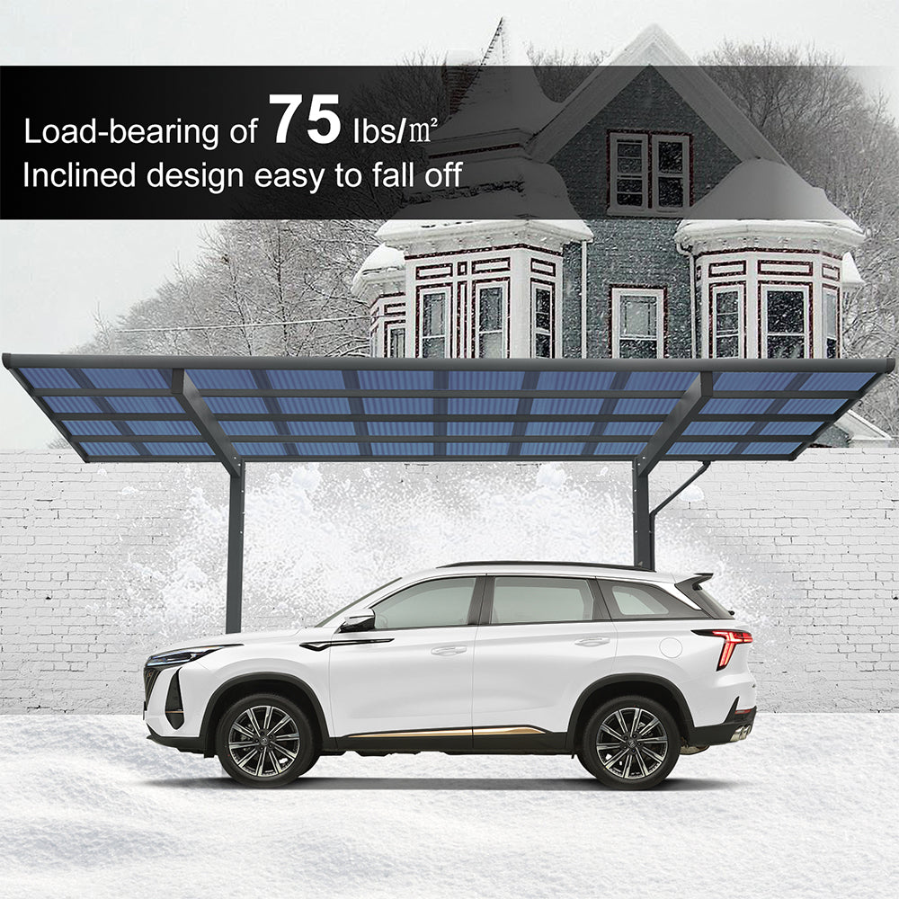 [10x17FT] Extra Large Heavy Duty Outdoor Aluminum Single Side Carport With Galvanized Metal Roof (SAK31279)