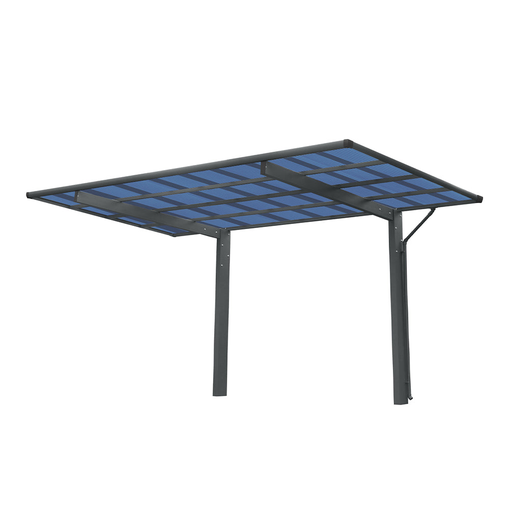 [10x17FT] Extra Large Heavy Duty Outdoor Aluminum Single Side Carport With Galvanized Metal Roof (SAK31279)
