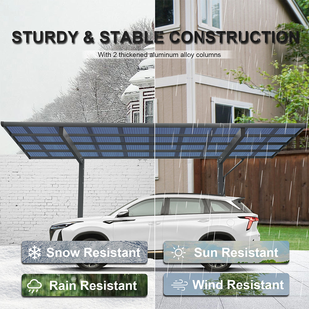 [10x17FT] Extra Large Heavy Duty Outdoor Aluminum Single Side Carport With Galvanized Metal Roof (SAK31279)