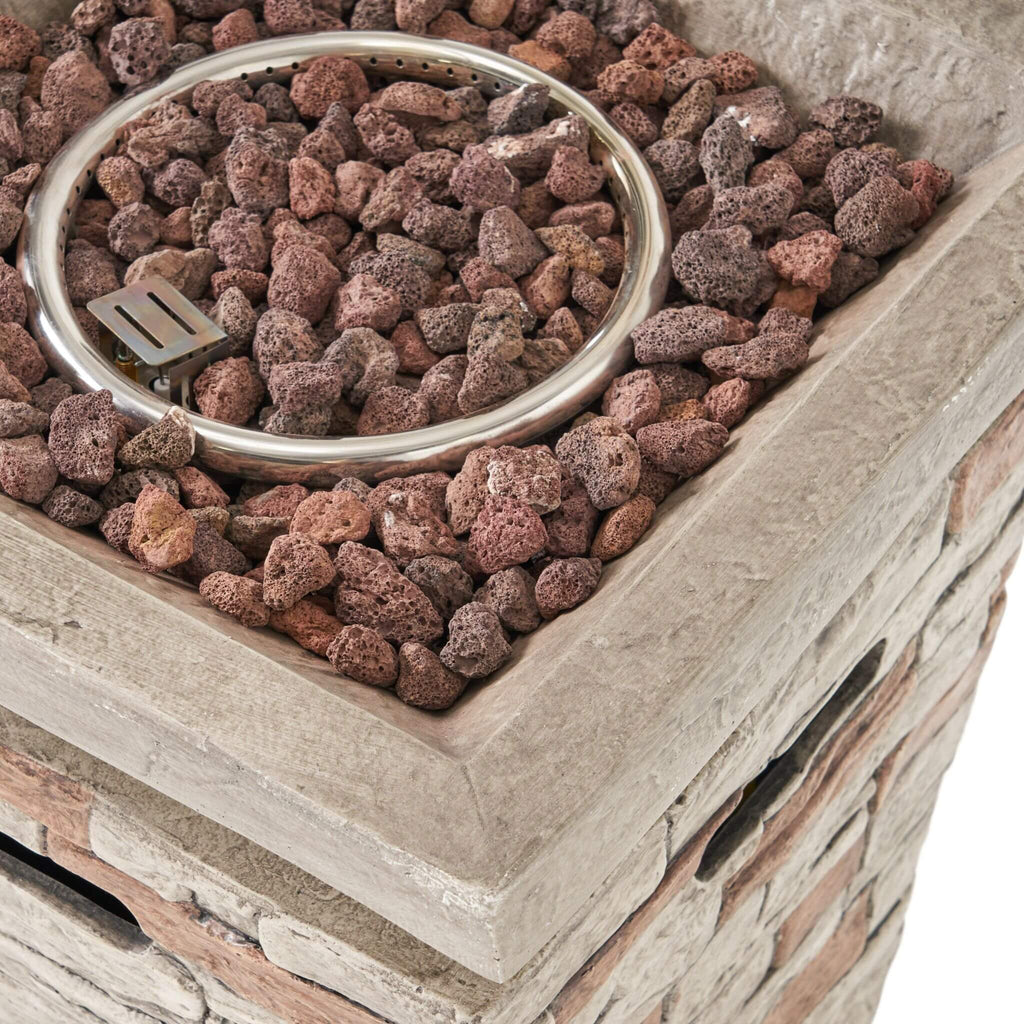 19 Inch Outdoor 40K BTU Natural Stone Fire Column (SAK36771) - Saksby Wholesale - Details