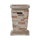 19 Inch Outdoor 40K BTU Natural Stone Fire Column (SAK36771) - Saksby Wholesale - Front View