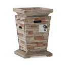 19 Inch Outdoor 40K BTU Natural Stone Fire Column (SAK36771) - Saksby Wholesale - Side Back View