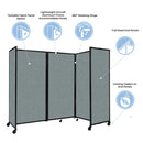 [19'6"x7'6"] VERSARE Room Divider 360 Blue Spruce Fabric Panels With Casters (HBG73592)