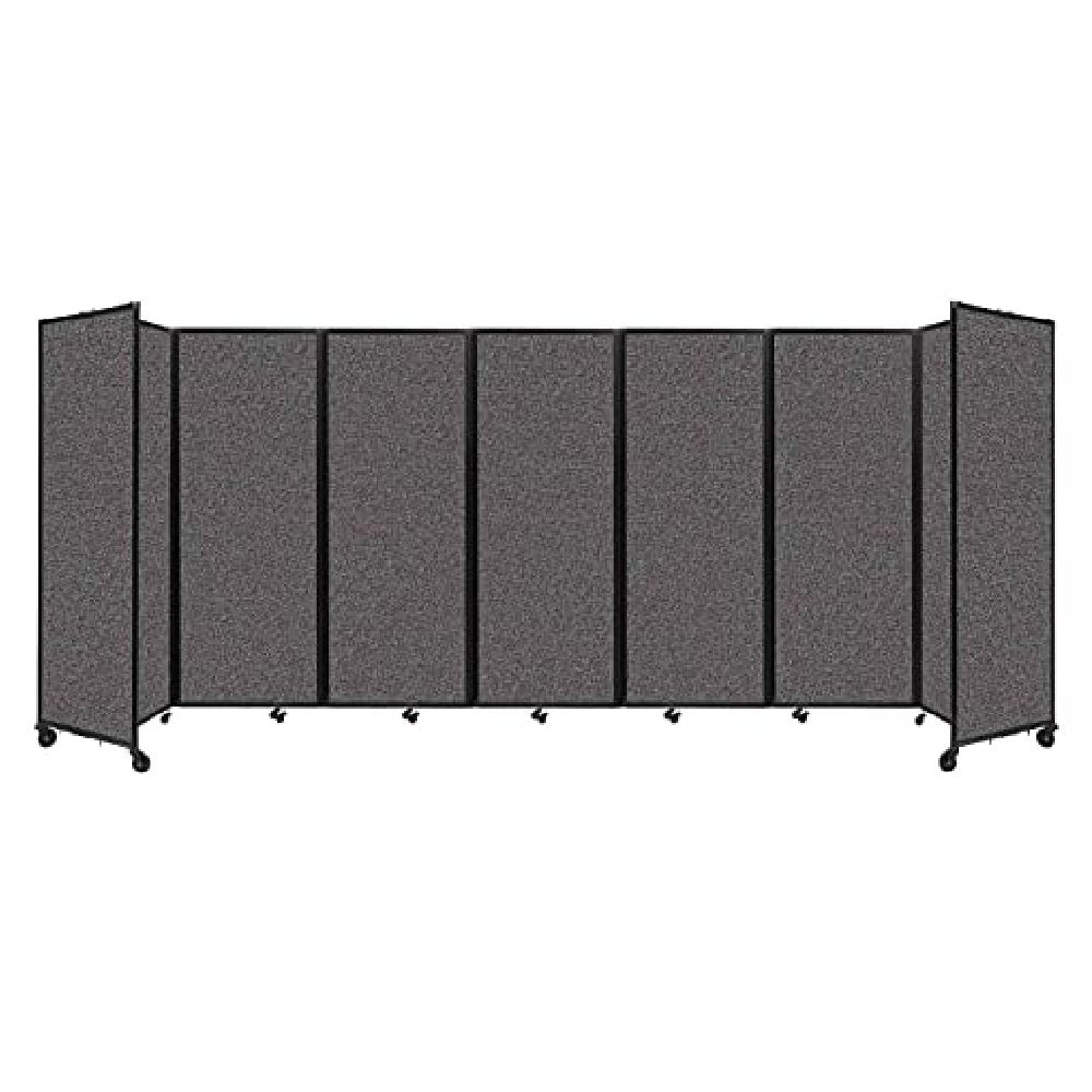 [19'6"x7'6"] Versare Room Divider 360 Charcoal Gray Fabric Panels With Wall Mount (SAK87164)