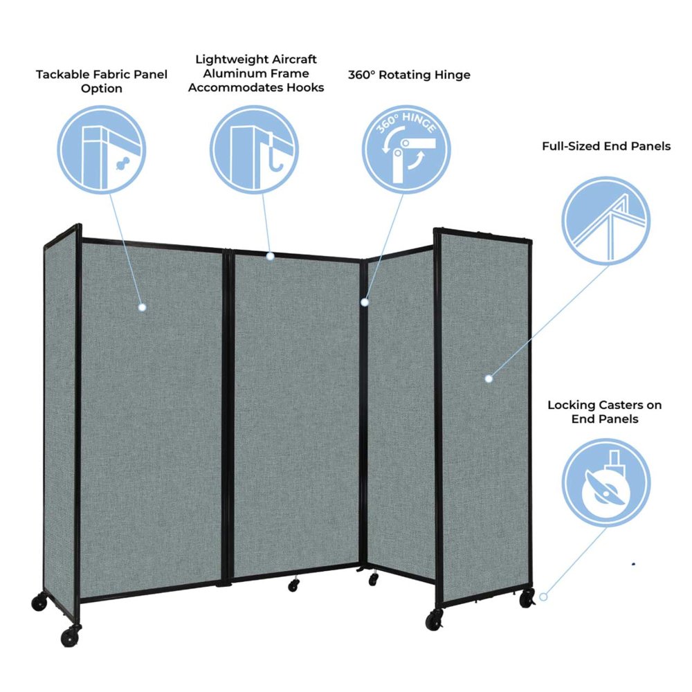 [19'6"x7'6"] Versare Room Divider 360 Latte Fabric Panels Portable Partition (SAK30786)