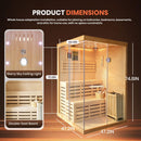 2-Person 3000W Chilean Pine Sauna Room With Starry Lights (SAK13795) - Saksby Wholesale - Dimensions
