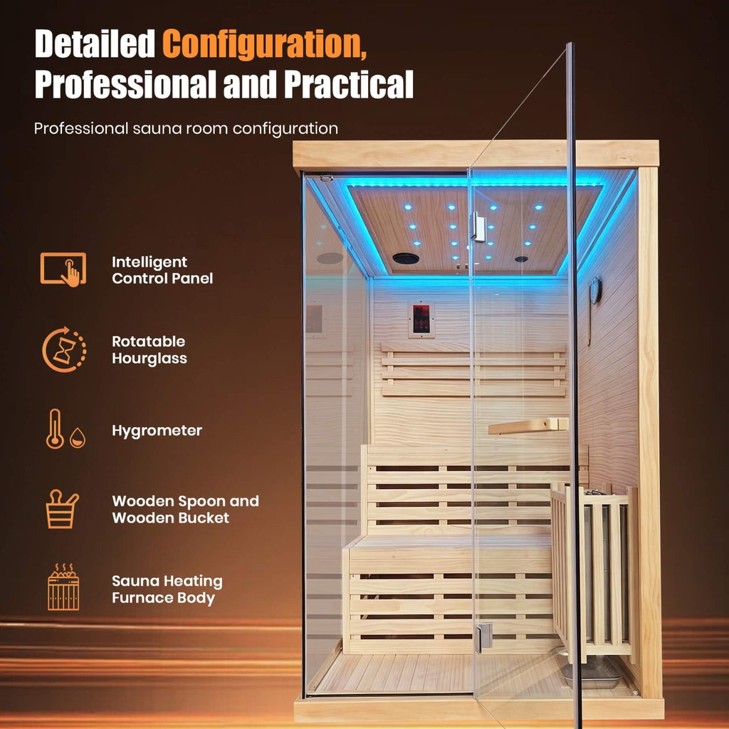 2-Person 3000W Chilean Pine Sauna Room With Starry Lights (SAK13795) - Saksby Wholesale - Features