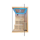 2-Person 3000W Chilean Pine Sauna Room With Starry Lights (SAK13795) - Saksby Wholesale - Front View In Blue Starry Light