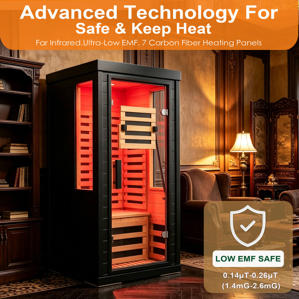 2-Person Low EMF Indoor Infrared Sauna With Red Light Therapy (SAK37542) - Saksby Wholesale - Temperature Features View