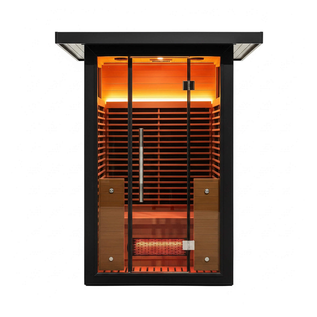 2-Person Outdoor Full-Spectrum Infrared Sauna With WiFi (SAK14973) - Saksby Wholesale - Front View On White Background