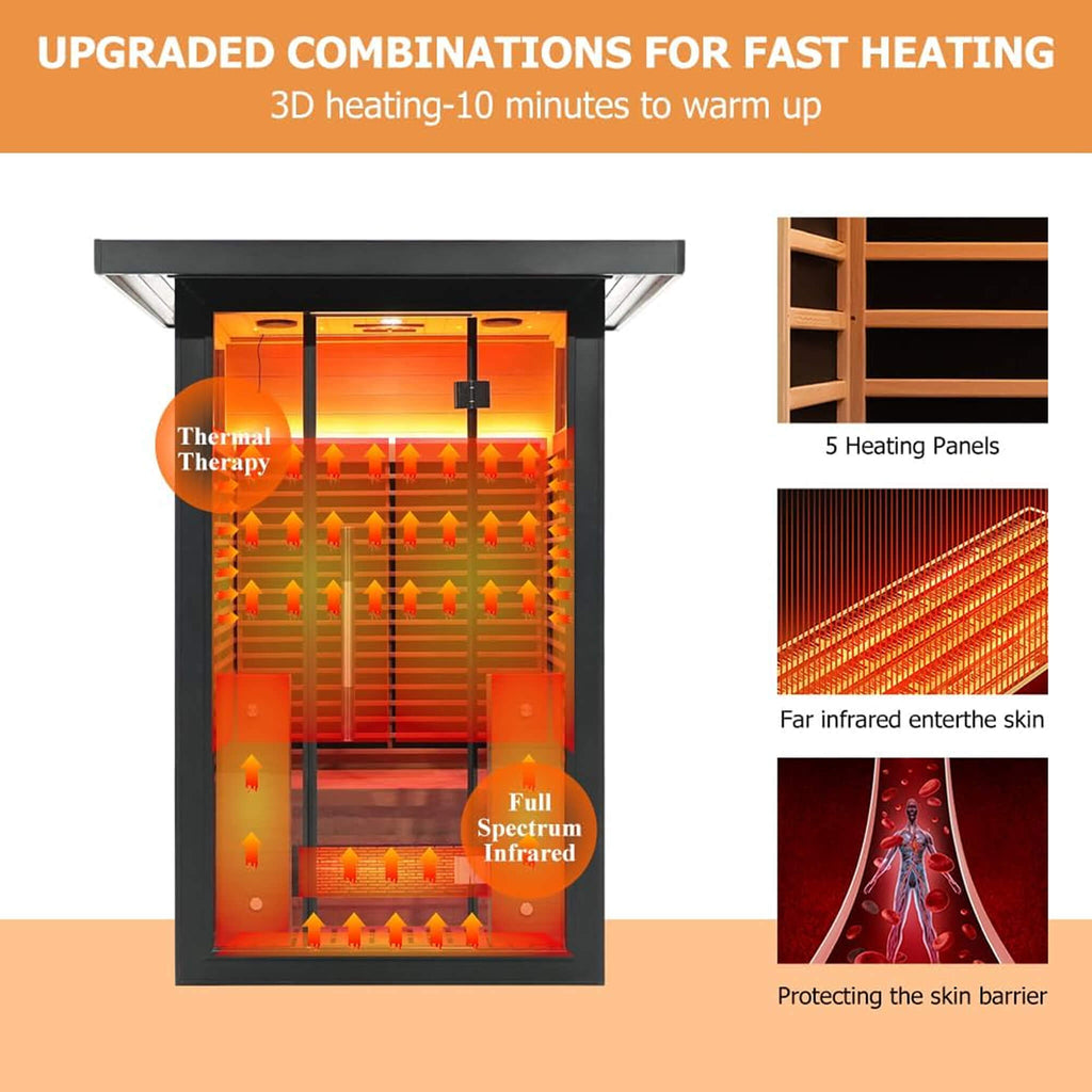2-Person Outdoor Full-Spectrum Infrared Sauna With WiFi (SAK14973) - Saksby Wholesale - Infrared Heating