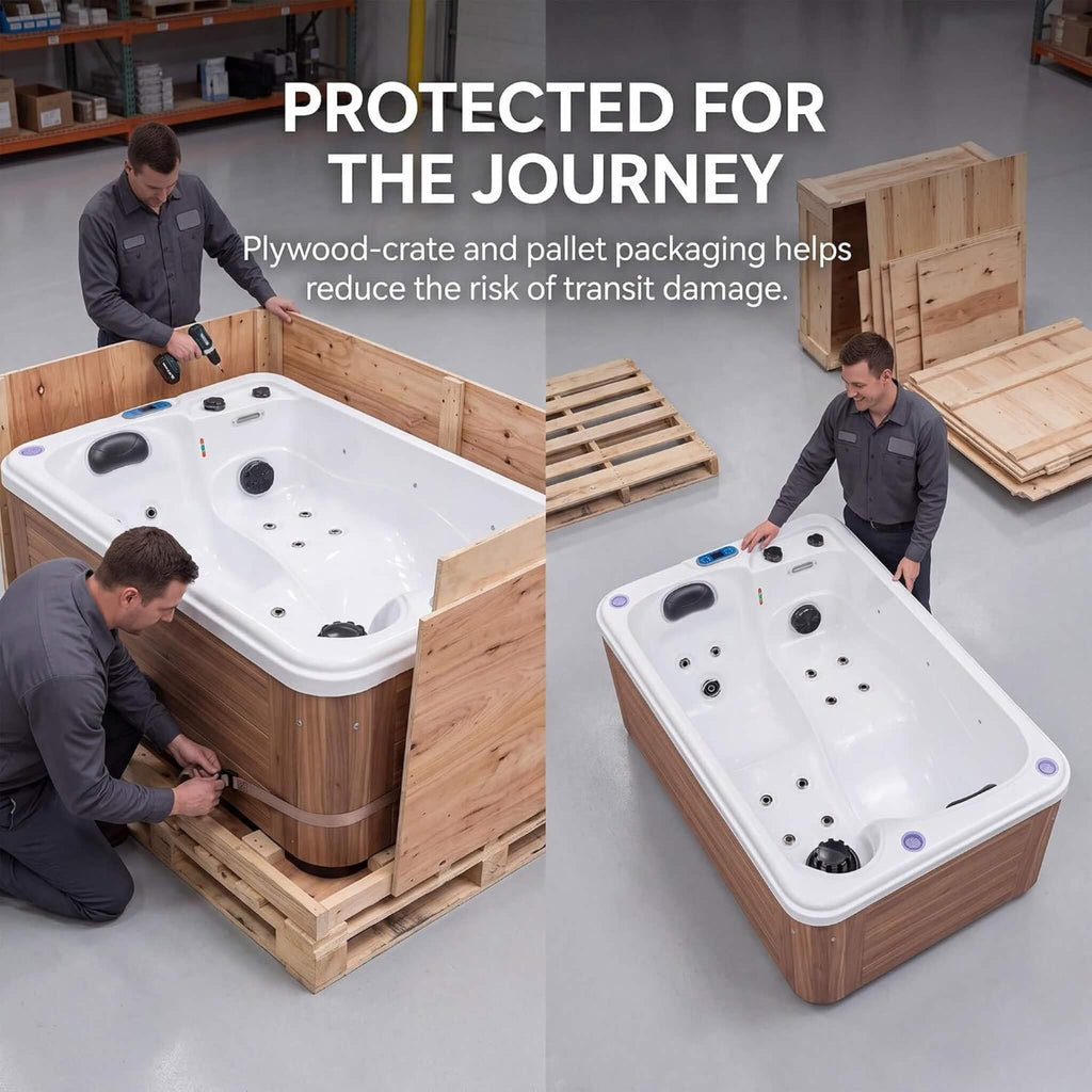 2-Person Outdoor Hot Tub With 15 Hydro Jets And LED Lights (SAK15849)  - Saksby Wholesale - Packaging View
