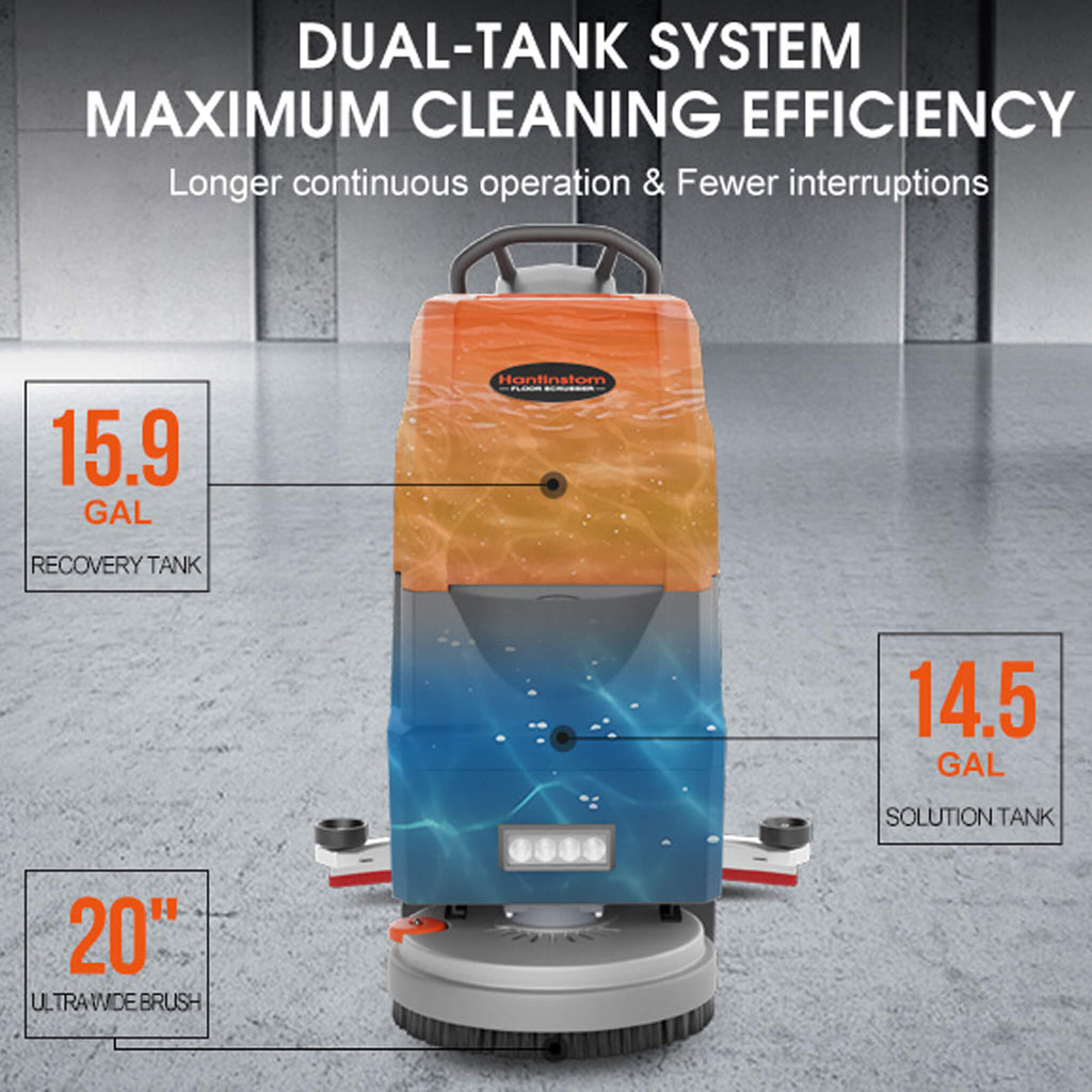 20-Inch Heavy-Duty All-In-One Commercial Electric Walk-Behind Floor Scrubber (SAK52973) - Saksby Wholesale - Dual Tank