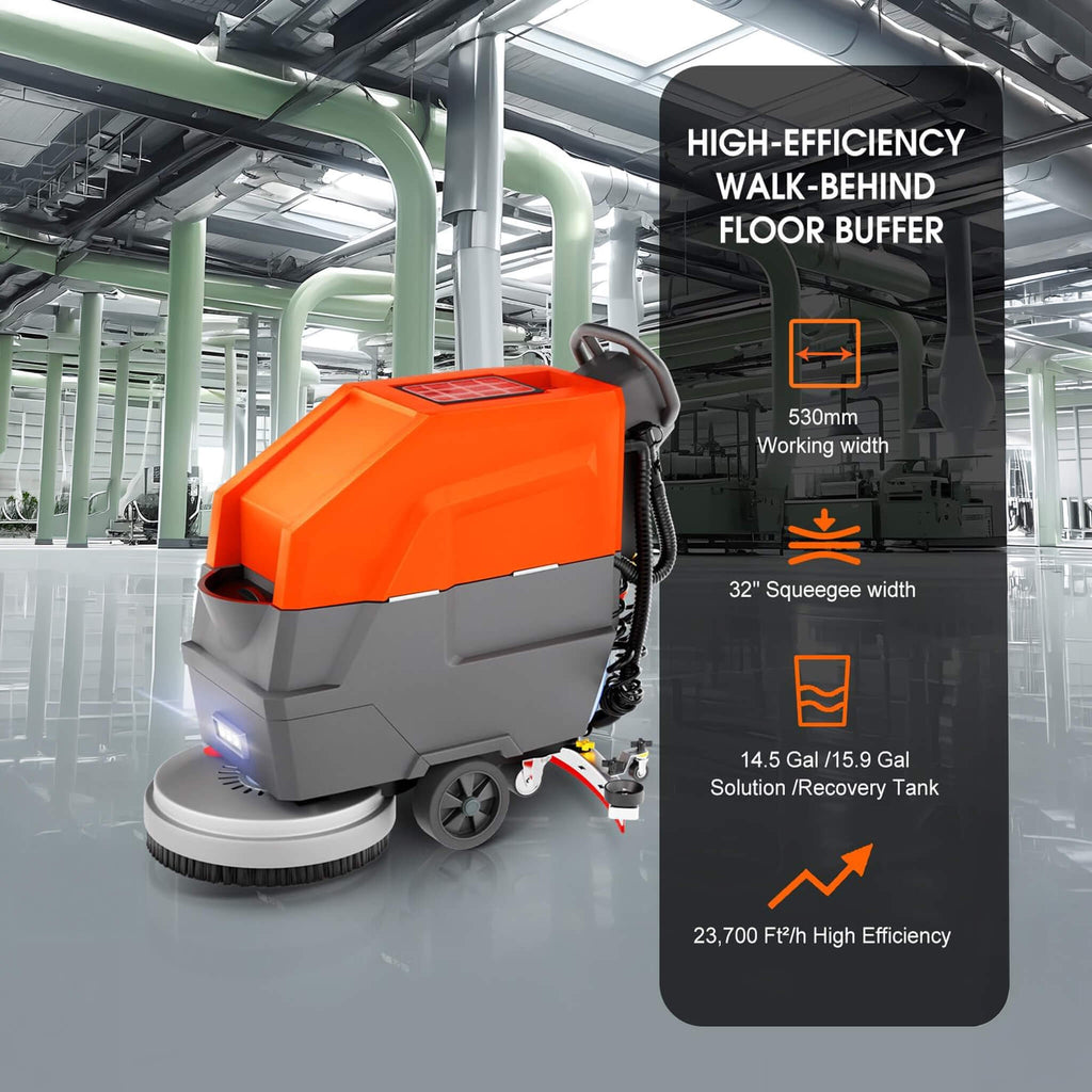 20-Inch Heavy-Duty All-In-One Commercial Electric Walk-Behind Floor Scrubber (SAK52973) - Saksby Wholesale - Floor Buffer