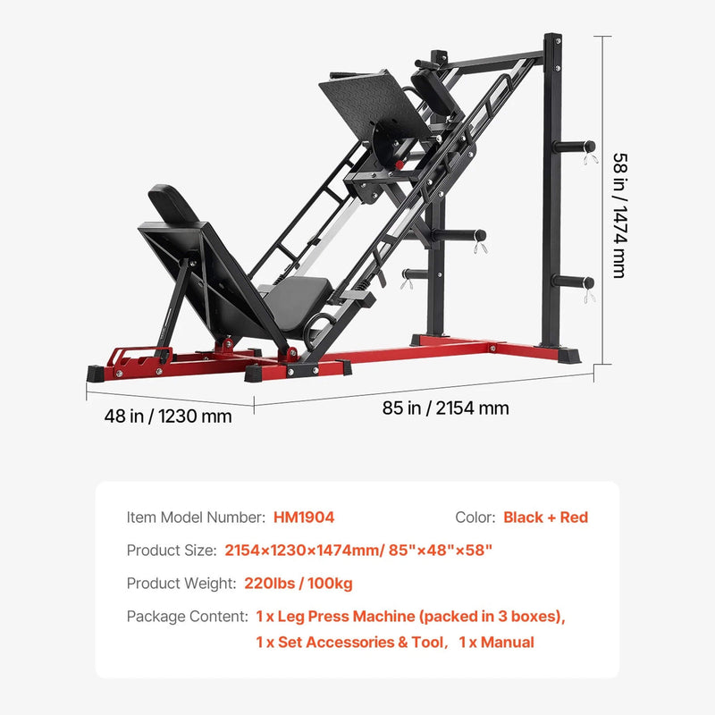 2000lbs Adjustable Leg Press And Hack Squat Machine For Home Gym Workouts SAK53148 Saksby -Specifications