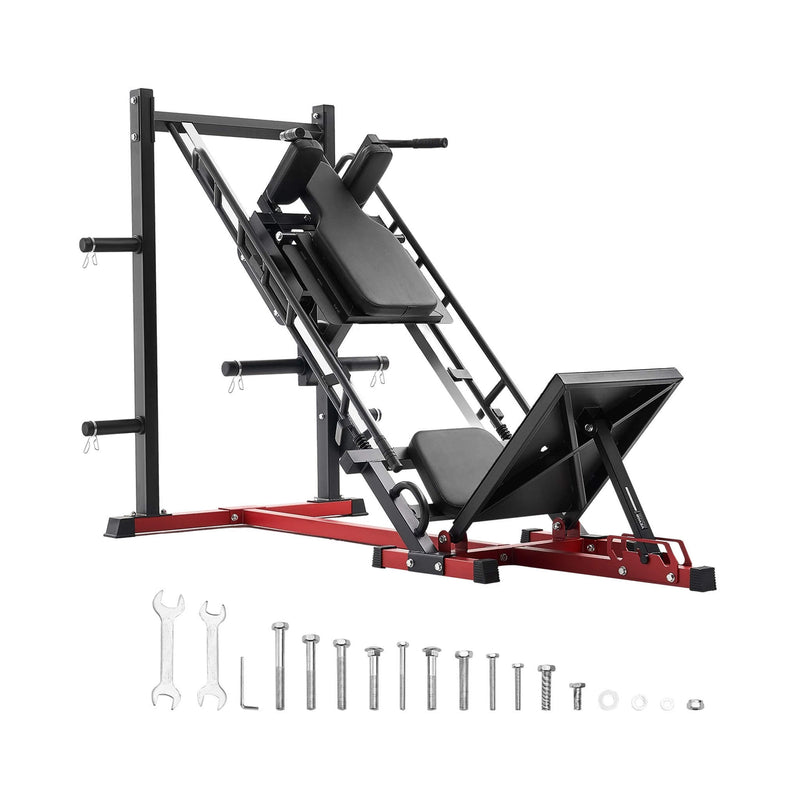 2000lbs Adjustable Leg Press And Hack Squat Machine For Home Gym Workouts SAK53148 Saksby - With Accessories