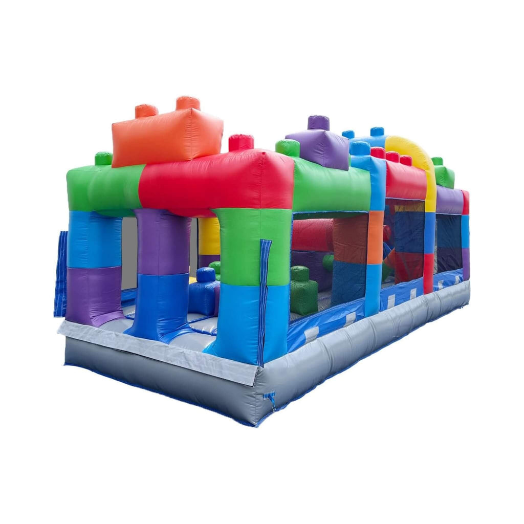 20FT Giant Multicolor Block Inflatable Obstacle Course With Large Mesh Windows (SAK75192) - Saksby Wholesale - Left Side View