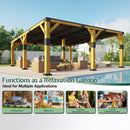 [20X20FT] Alora Heavy-Duty All-Weather Outdoor Cedar Wood Carport With Galvanized Steel Roof (SAK76145)