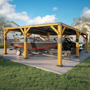 [20X20FT] Alora Heavy-Duty All-Weather Outdoor Cedar Wood Carport With Galvanized Steel Roof (SAK76145)