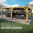 [20X20FT] Alora Heavy-Duty All-Weather Outdoor Cedar Wood Carport With Galvanized Steel Roof (SAK76145)