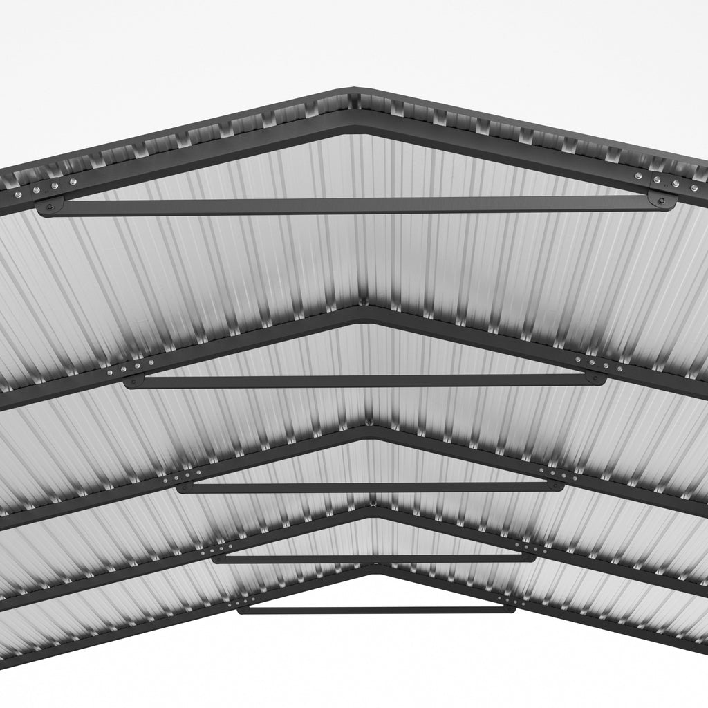 [20X20FT] Extra Large Heavy Duty Outdoor Metal Carport With Galvanized Steel Roof For Cars, Boats And Trucks (SAK75633) - Saksby Wholesale - Roof