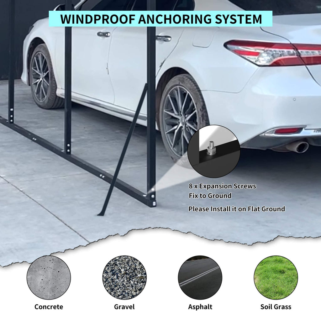 [20X20FT] Extra Large Heavy Duty Outdoor Metal Carport With Galvanized Steel Roof For Cars, Boats And Trucks (SAK75633) - Saksby Wholesale -  Windproof Anchoring System