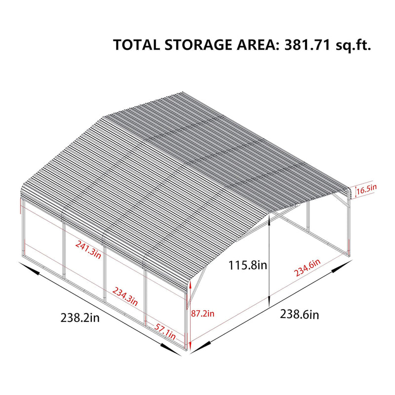 Diagram Of A Storage Shed With Dimensions Labeled On A White Background - Saksby Wholesale