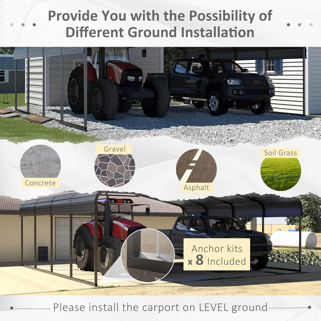 Carport Installation Guide With Different Ground Options And Anchor Kits Included - Saksby Wholesale