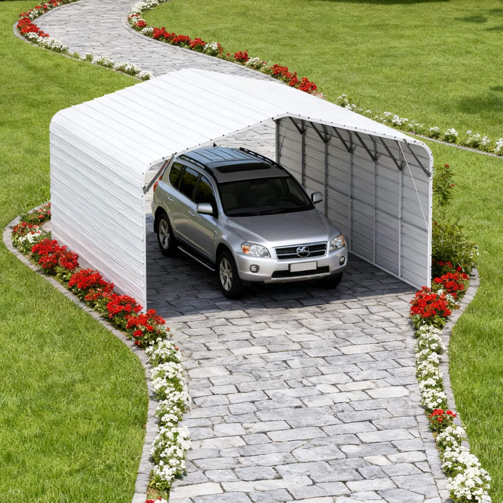 [20X30FT] Heavy-Duty Outdoor Galvanized Steel Carport (SAK21596) - Saksby Wholesale - Outdoor Setup