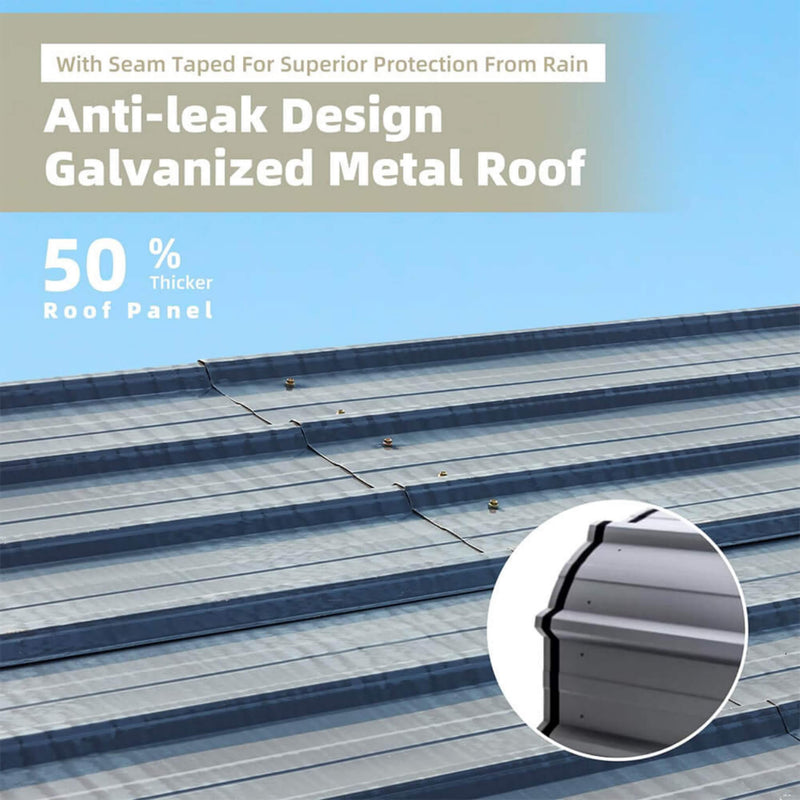 [20x40FT] Extra Large Heavy Duty Four Car Outdoor Metal Carport Canopy For Trucks, Boats And SUVs (SAK29713) SAKSBY - Features View